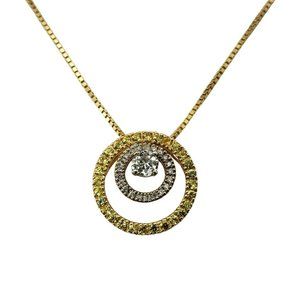 Vintage 14K Yellow and White Gold Diamond and Yellow Sapphire Necklace #10999